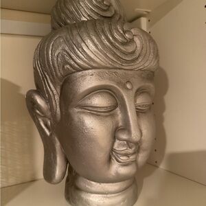 Silver Buddha Head Sculpture